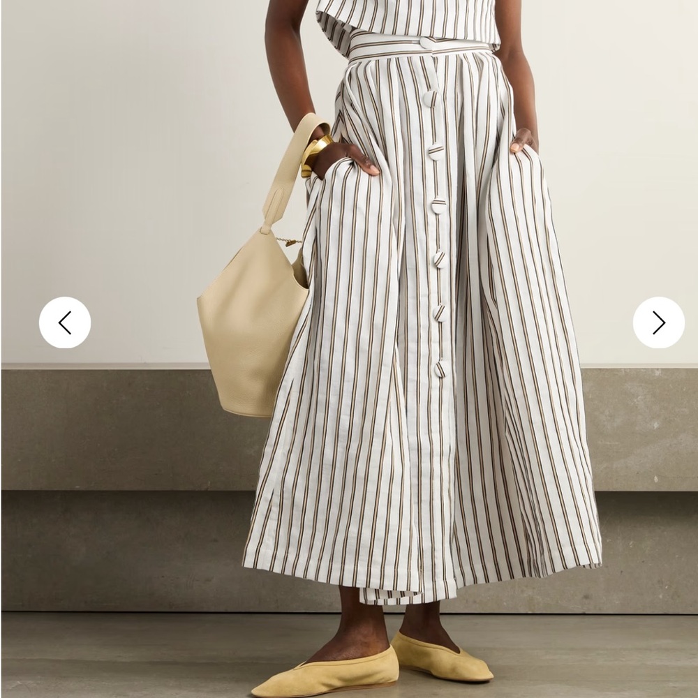 Destree Irving pleated stripe woven midi skirt. Size XS. Brand new with tags